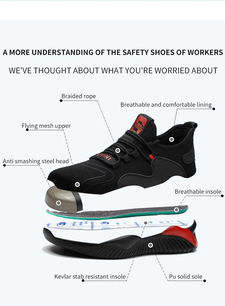FlexGrip Lightweight Work Sneakers – Summer Steel Toe Shoes