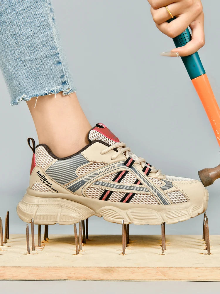 HUIDUN 2 Chaussures de sécurité en mesh pour femmes – Chaussures de travail légères avec embout en acier