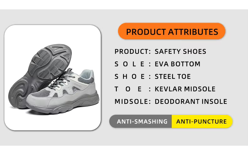 DINGGU Unisex Safety Sneakers – Lightweight Steel Toe Work Shoes
