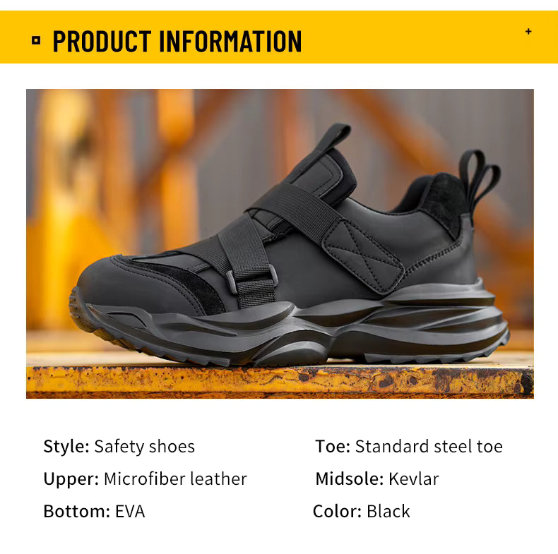 PowerGuard Slip-On Safety Sneakers – All-Black Steel Toe Work Shoes Bold