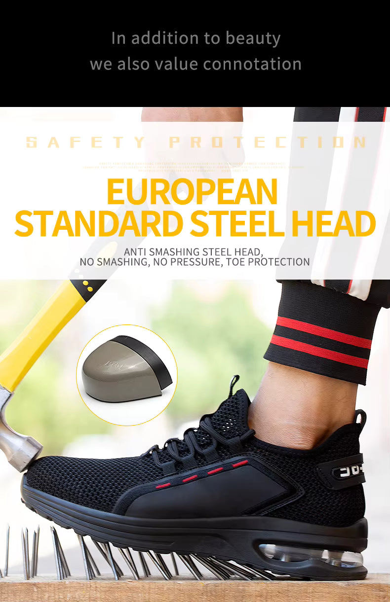 AirStep Men’s Lightweight Safety Sneakers – Steel Toe Work Shoes Sporty style
