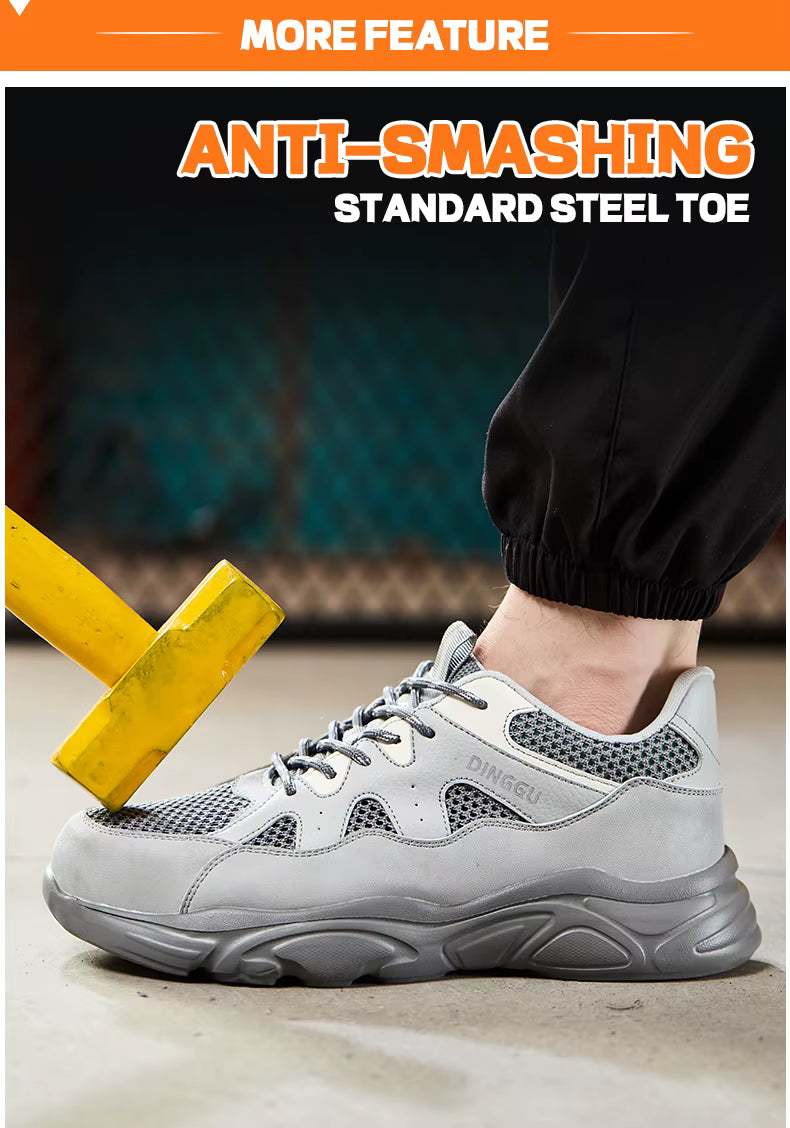 DINGGU Unisex Safety Sneakers – Lightweight Steel Toe Work Shoes