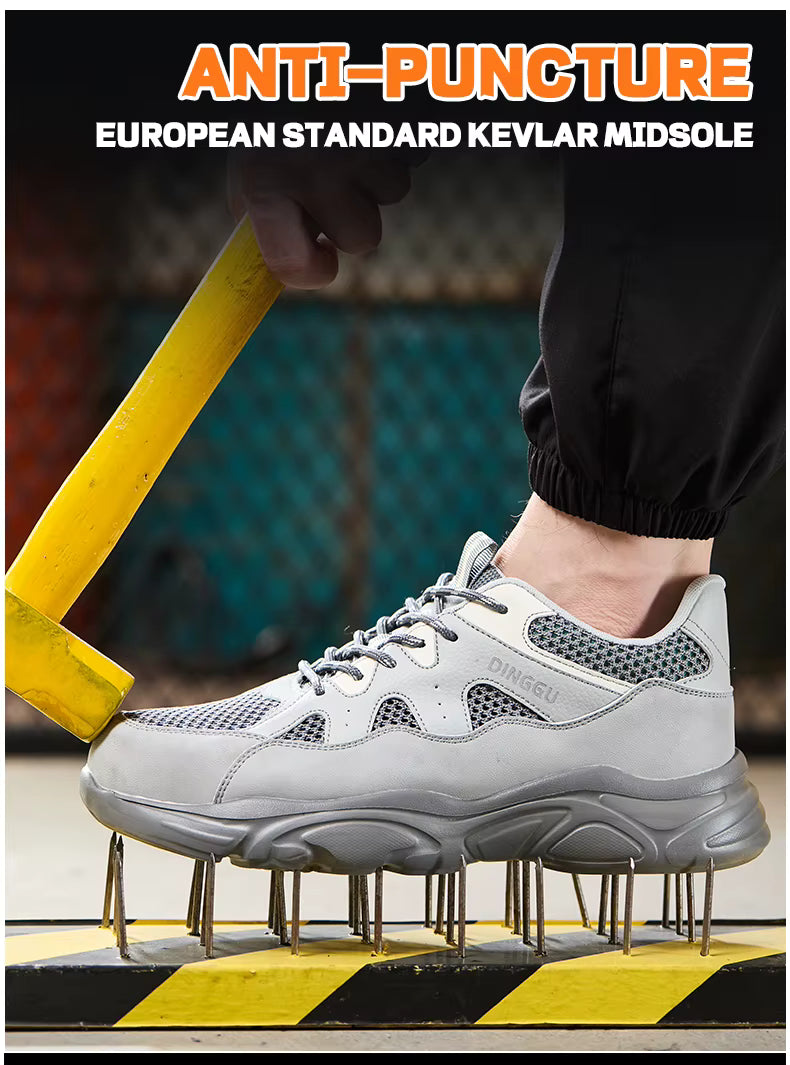 DINGGU Unisex Safety Sneakers – Lightweight Steel Toe Work Shoes