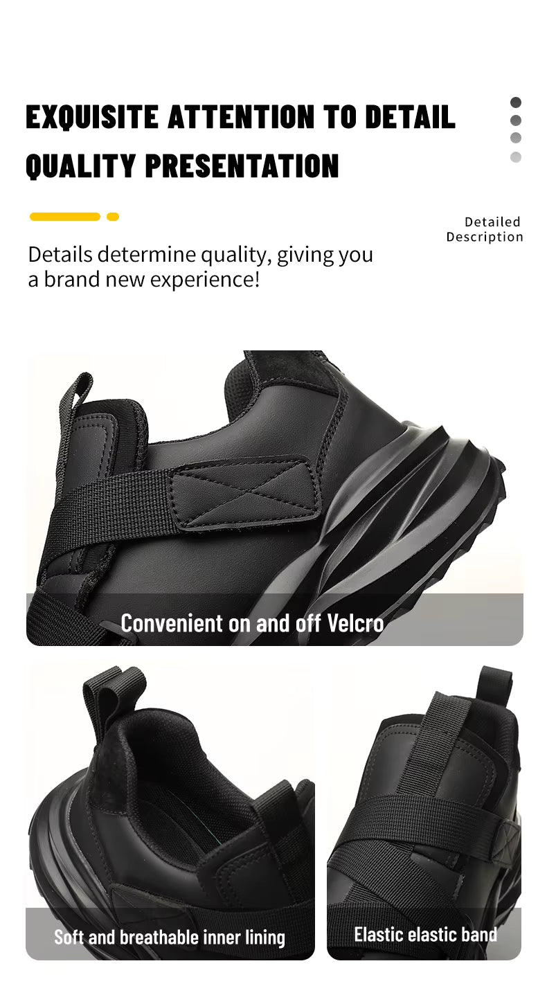PowerGuard Slip-On Safety Sneakers – All-Black Steel Toe Work Shoes Bold