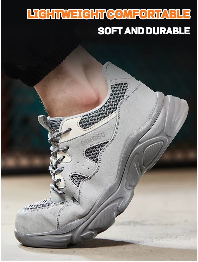 DINGGU Unisex Safety Sneakers – Lightweight Steel Toe Work Shoes