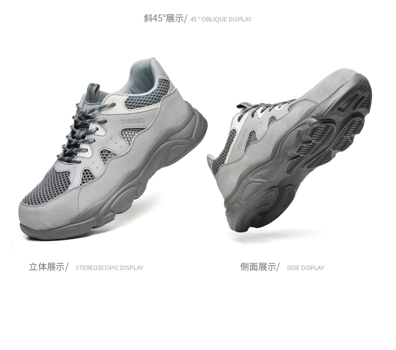 DINGGU Unisex Safety Sneakers – Lightweight Steel Toe Work Shoes