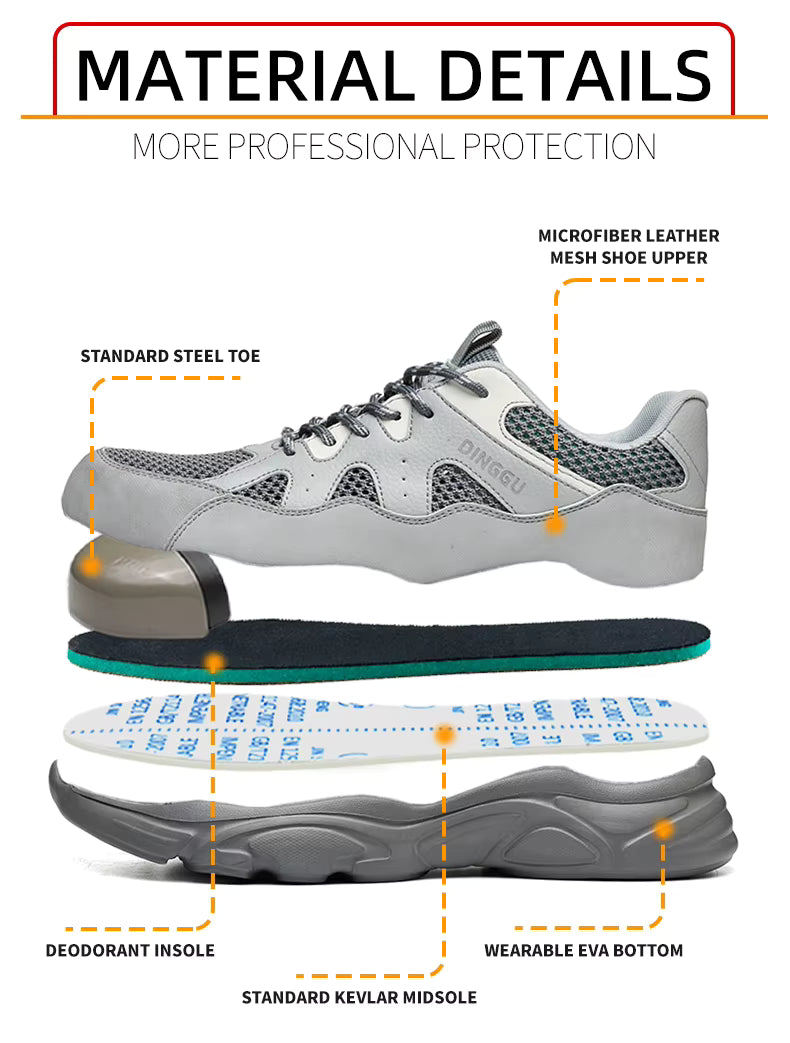DINGGU Unisex Safety Sneakers – Lightweight Steel Toe Work Shoes
