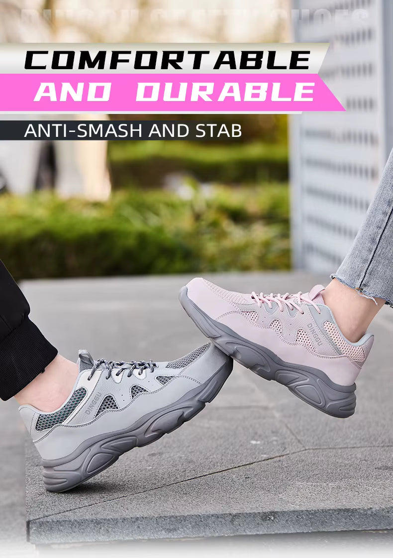DINGGU Unisex Safety Sneakers – Lightweight Steel Toe Work Shoes