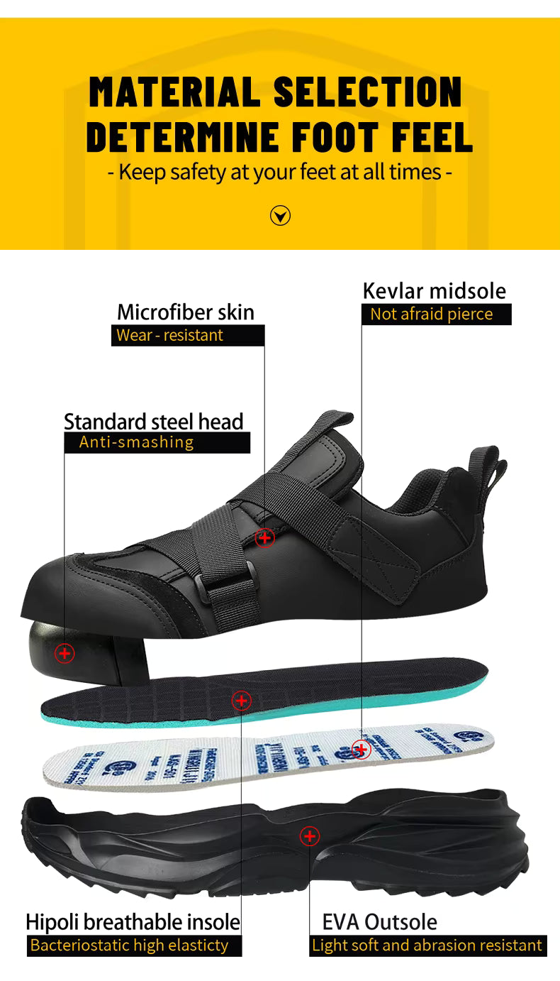 PowerGuard Slip-On Safety Sneakers – All-Black Steel Toe Work Shoes Bold